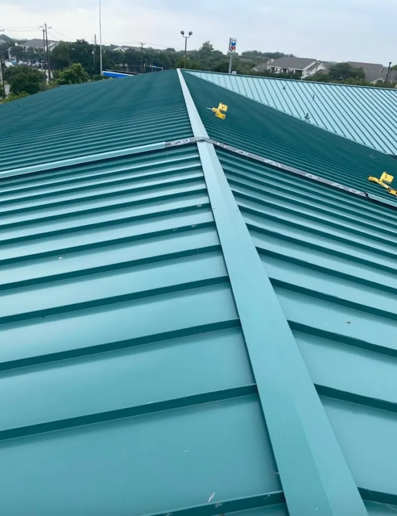 Green commercial metal roof ridge and valley for Metal Roof Repair in Garfield Heights